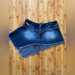 Diesel Y2K Vintage Asymmetric Denim Micro Mini Skirt